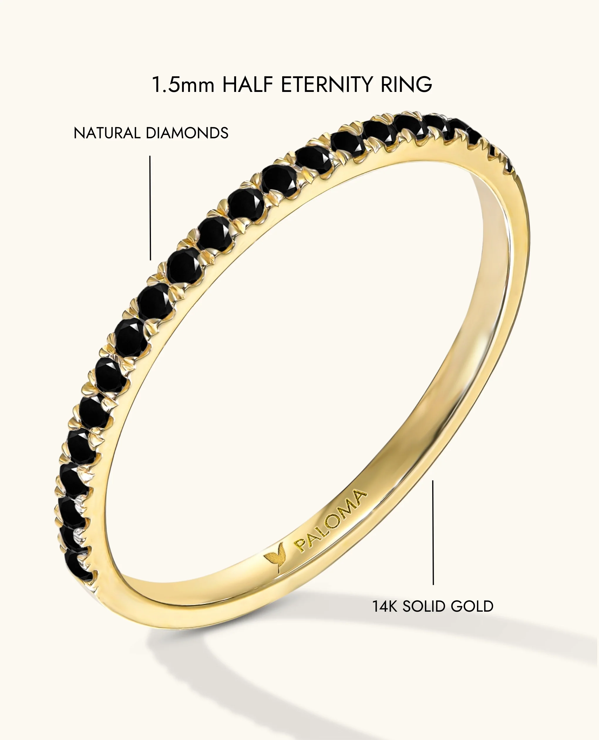 1.5mm Black Diamond Half Eternity Ring - Image 15