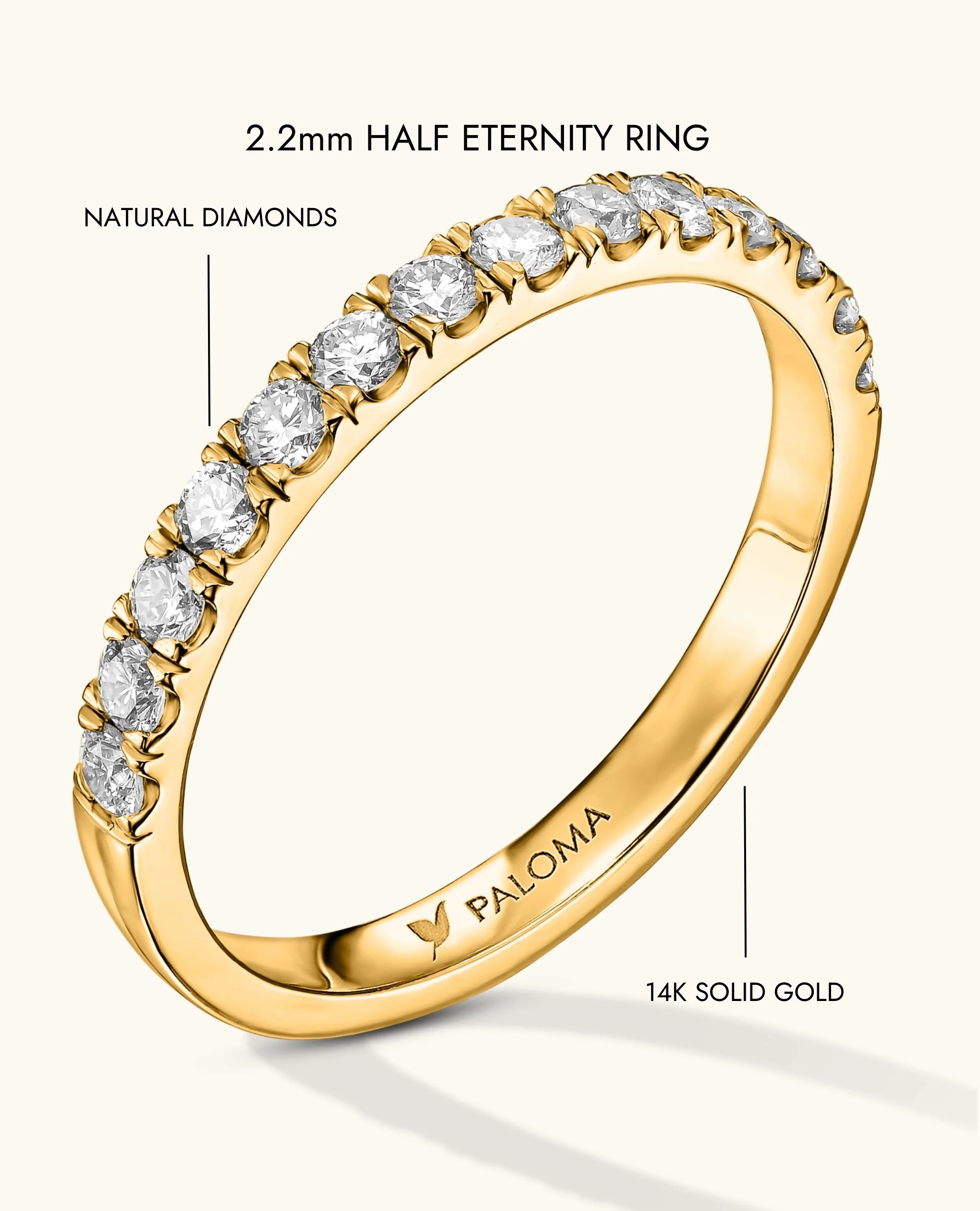 2.2mm White Diamond Half Eternity Ring - Image 18