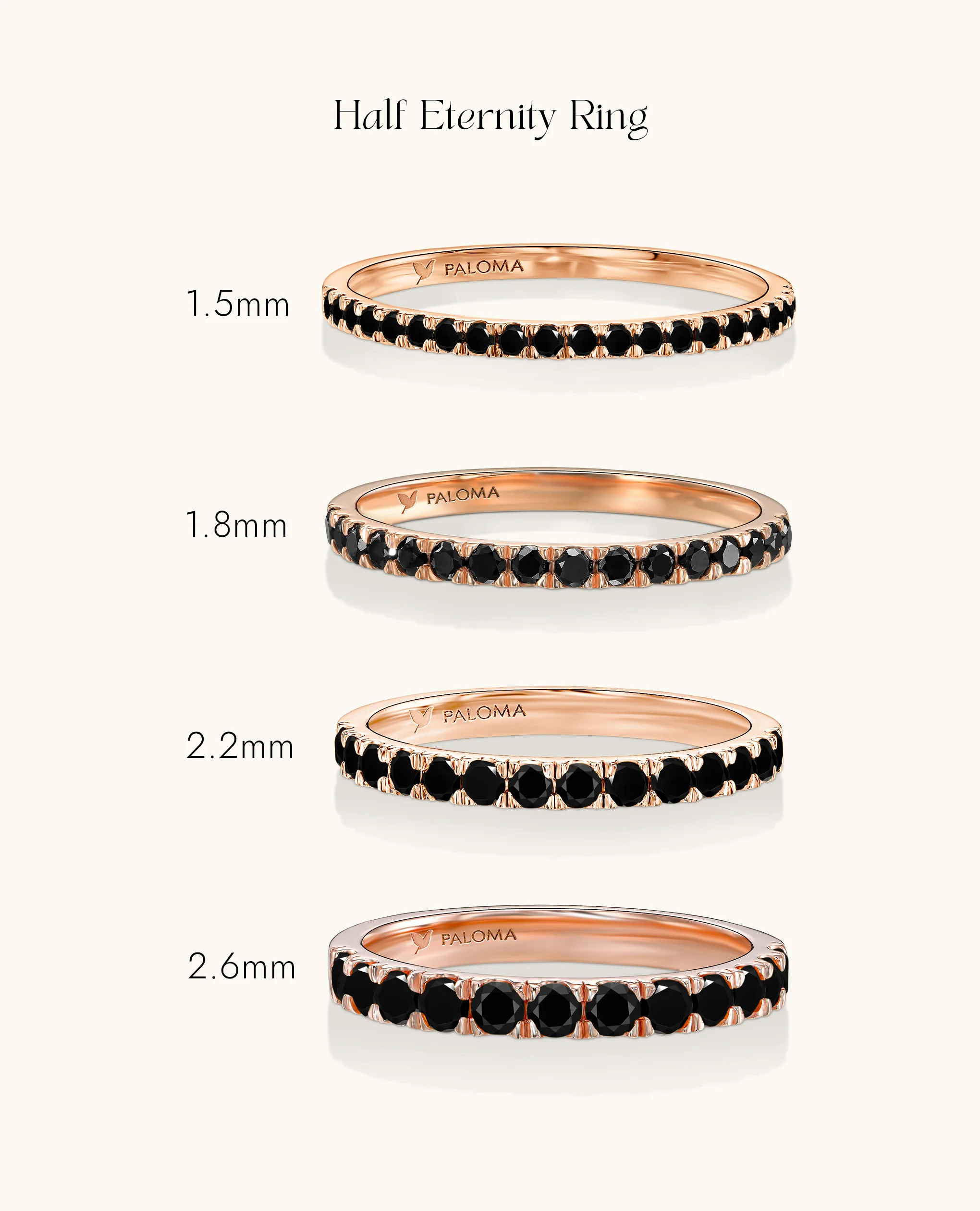 1.5mm Black Diamond Half Eternity Ring - Image 9