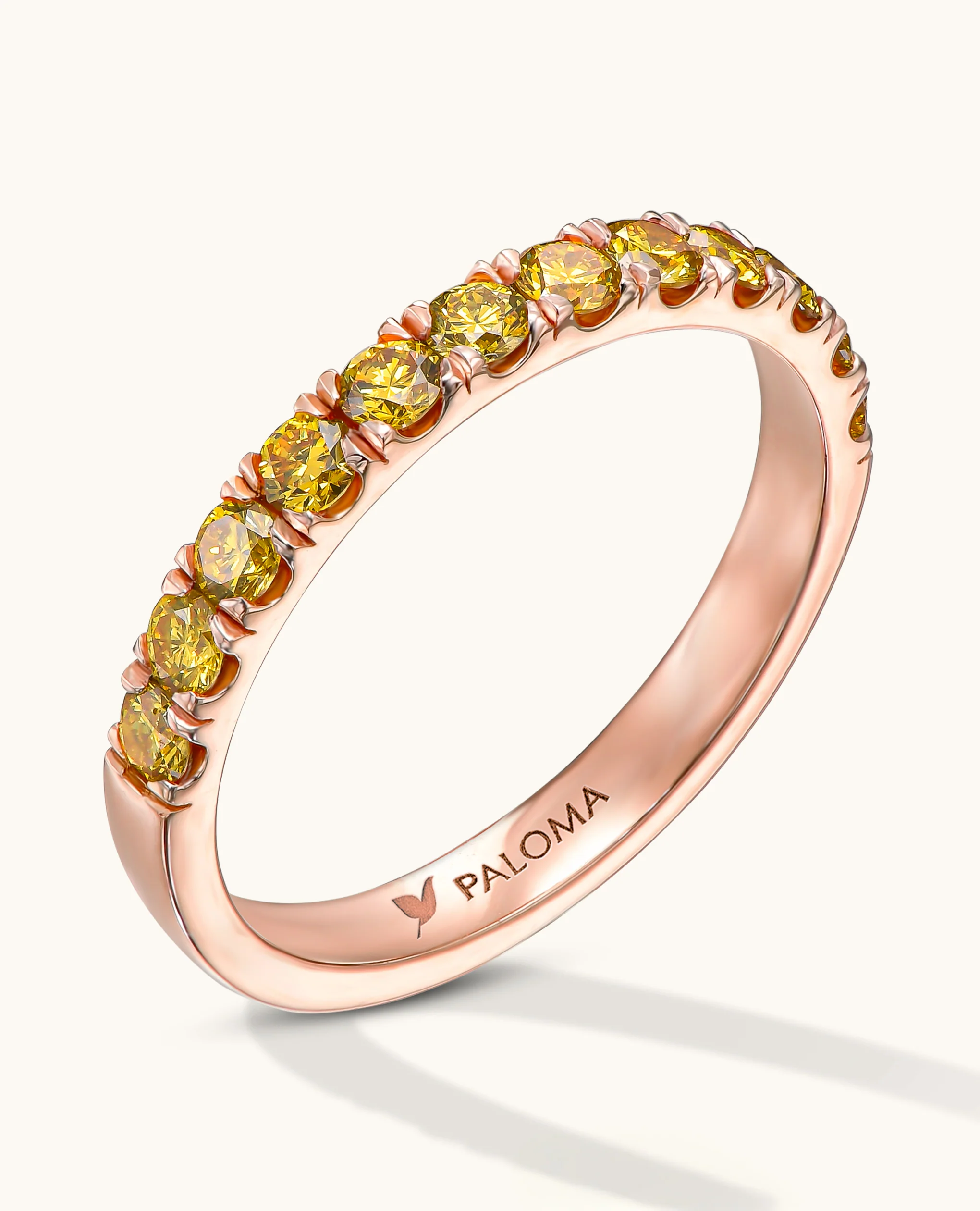 2.6mm Yellow Diamond Half Eternity Ring - Image 3