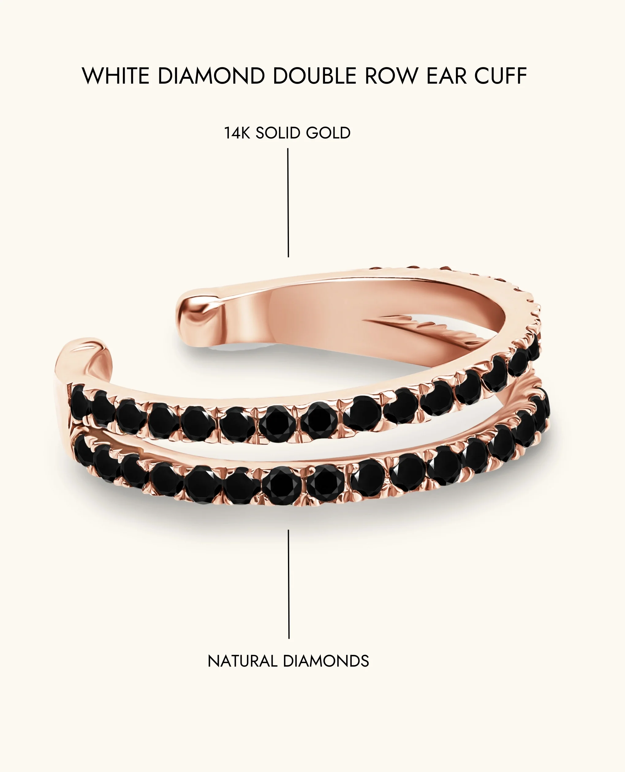 Black Diamond Double  Row Ear Cuff - Image 8