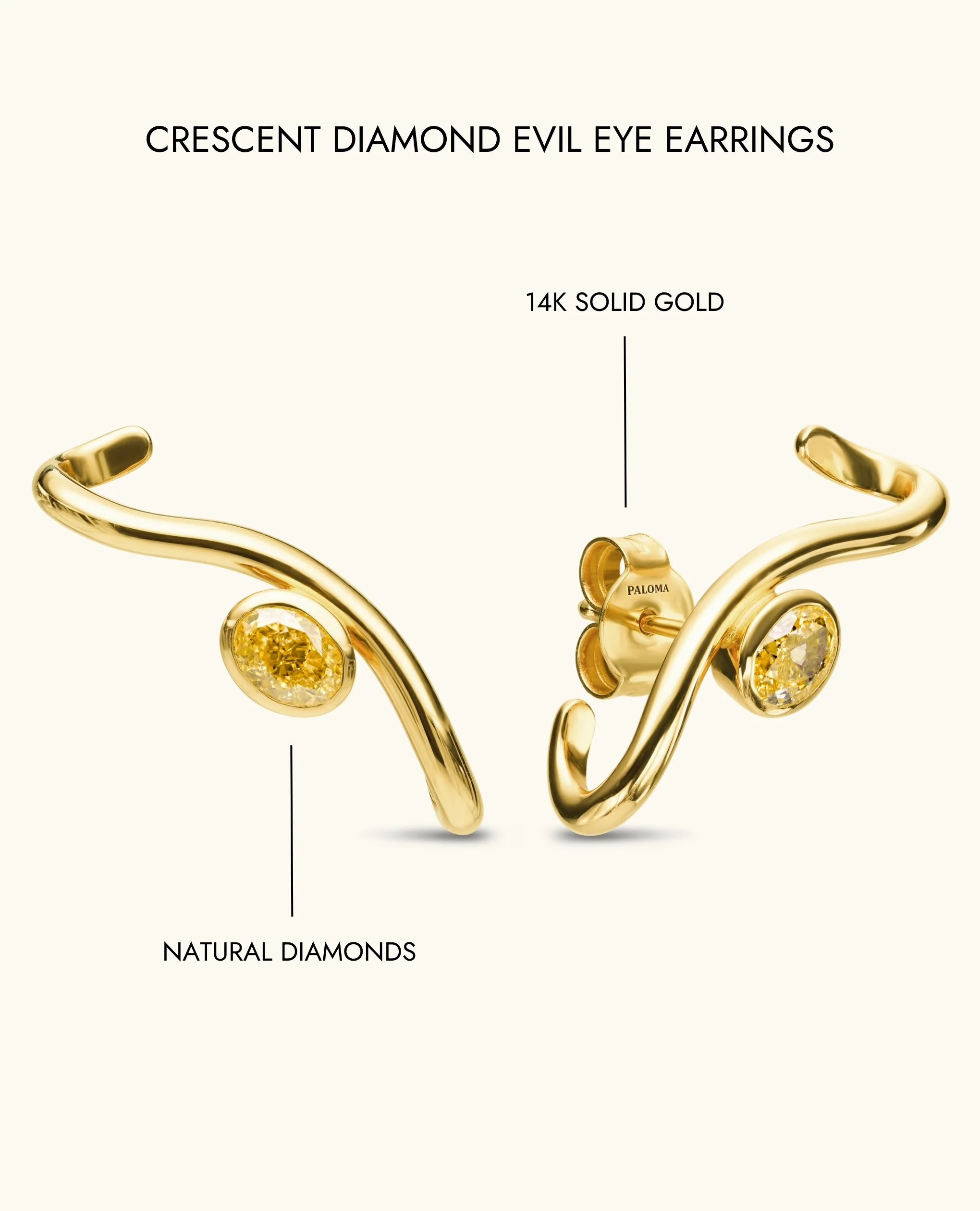 Crescent Diamond Evil Eye Earrings - Image 7