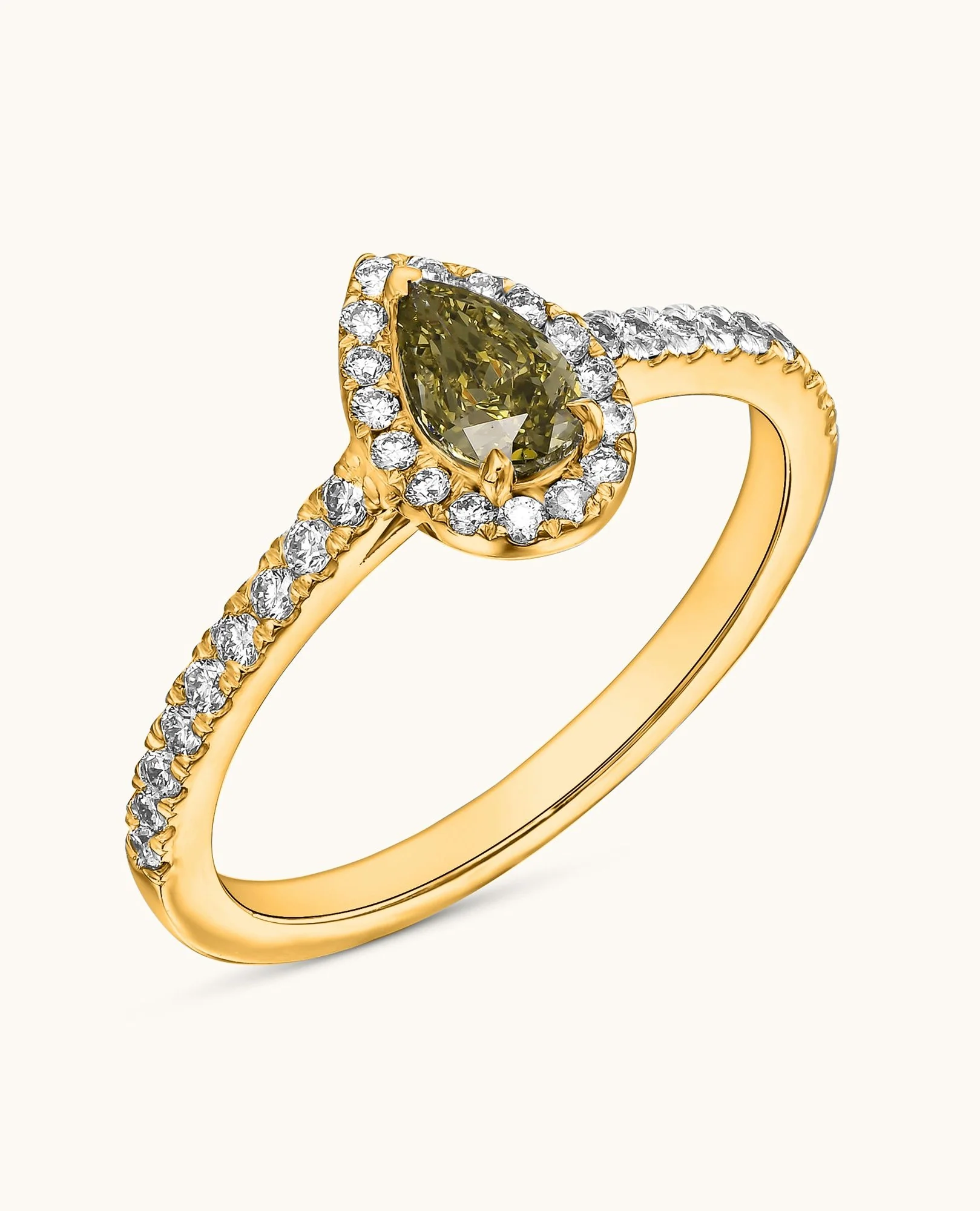 Green Diamond Halo Engagement Ring - Image 3