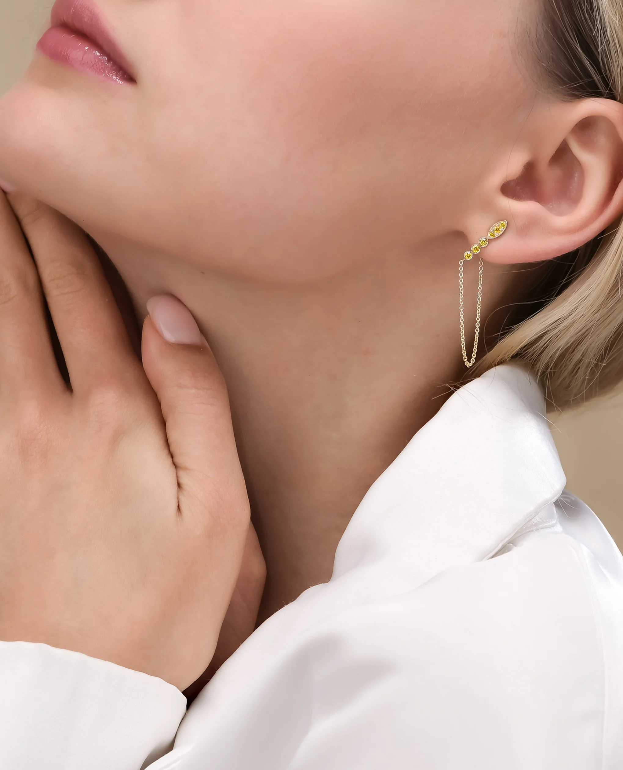 Marquise White Diamond Drop Earring - Image 5