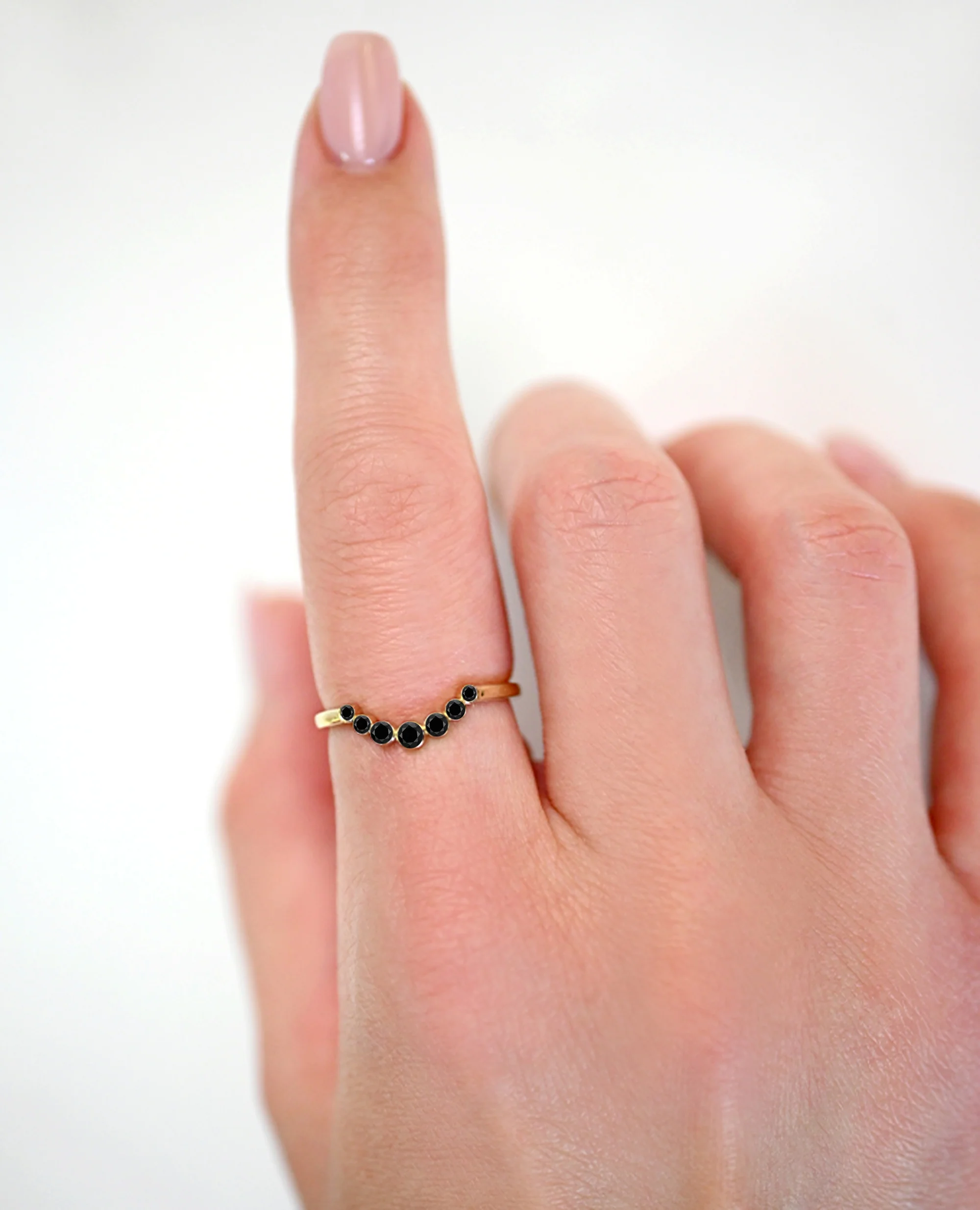 Noir Crescent Graduated Bezel Ring - Image 9