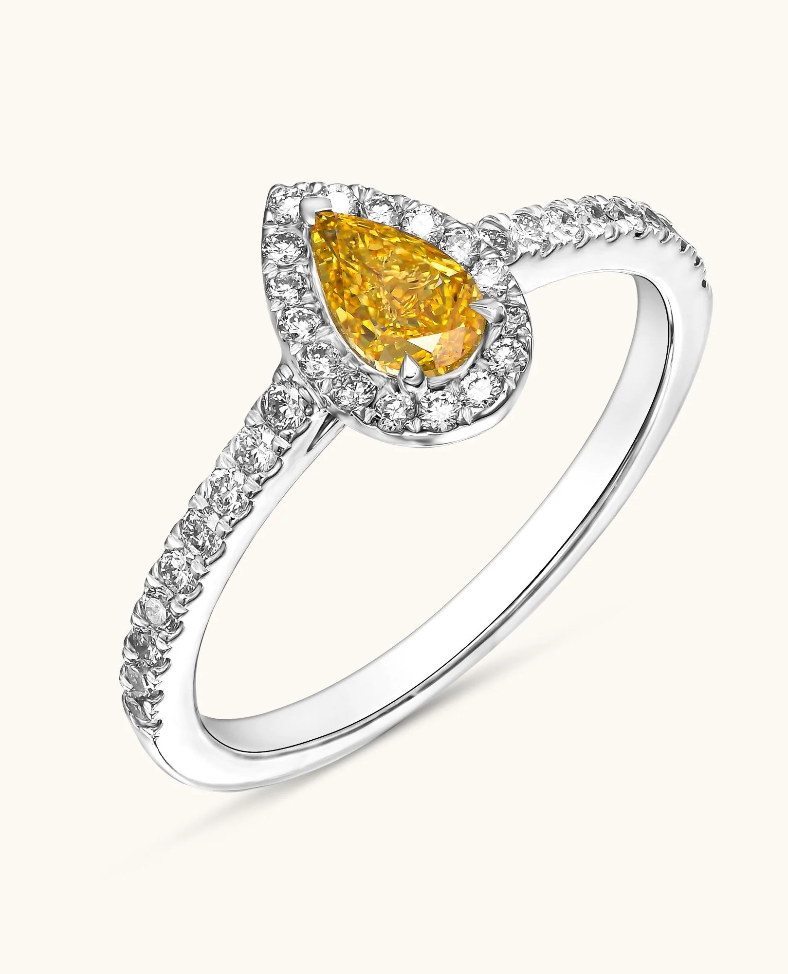 Orange Diamond Halo Engagement Ring