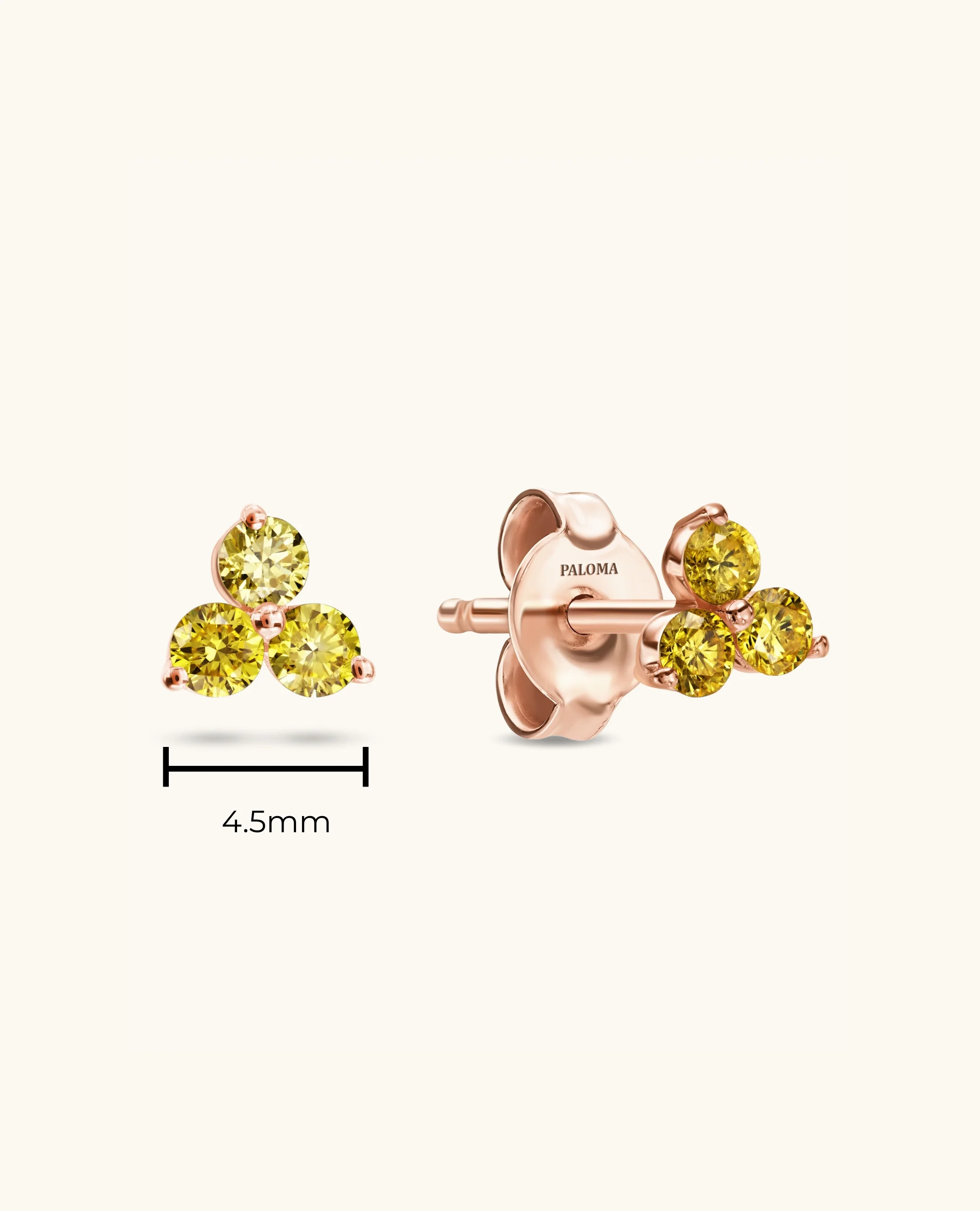 Petite Yellow Diamond Trio Stud Earrings - Image 4