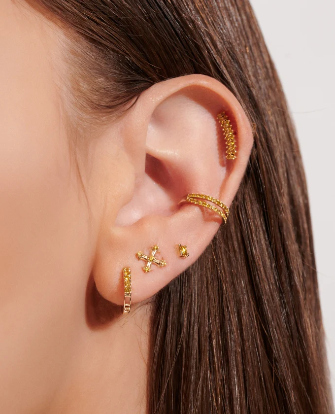 Black Diamond Double  Row Ear Cuff - Image 4