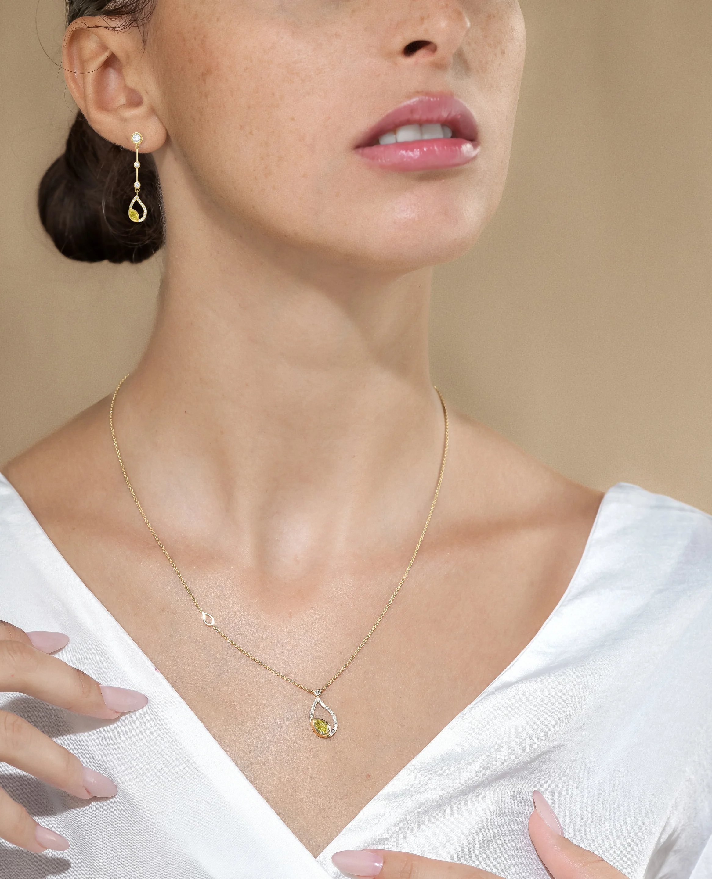 Yellow Diamond Flair Drop Necklace - Image 6