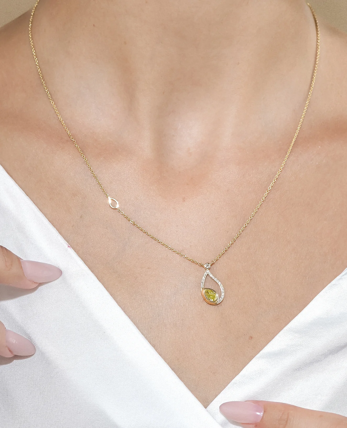 Yellow Diamond Flair Drop Necklace - Image 5