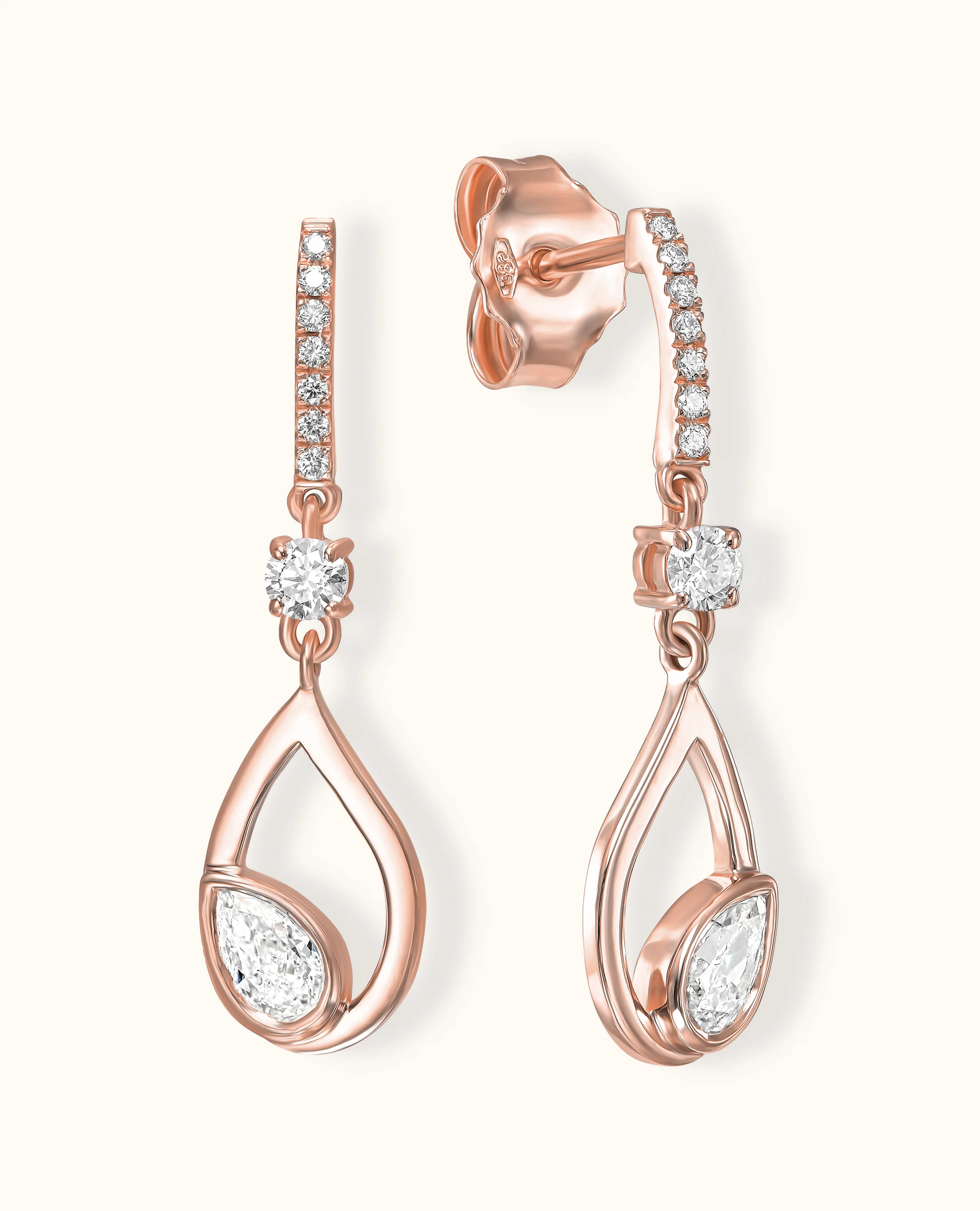 White Diamond Gold Flair Earrings