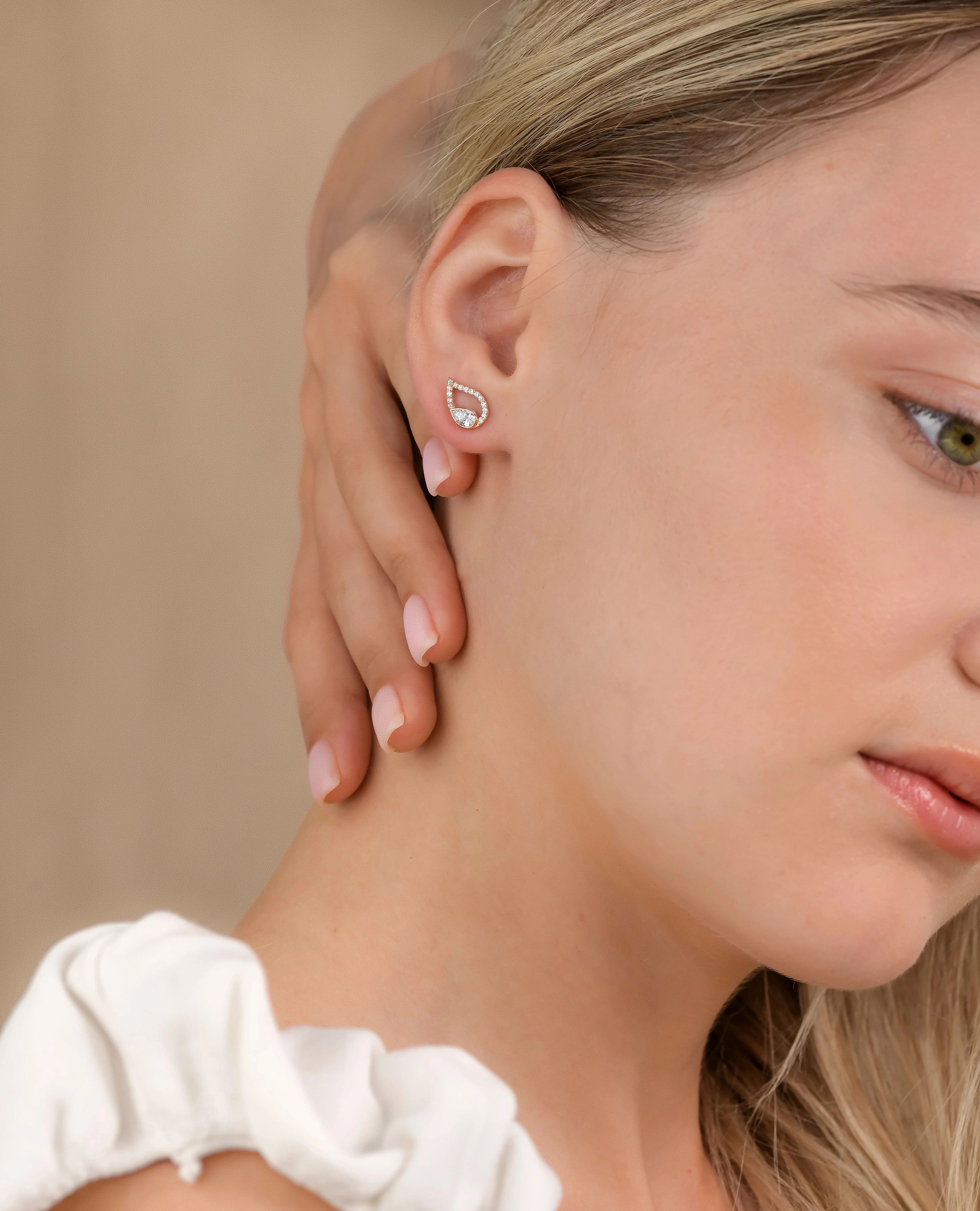 White Diamond Pavé Flair Studs - Image 4