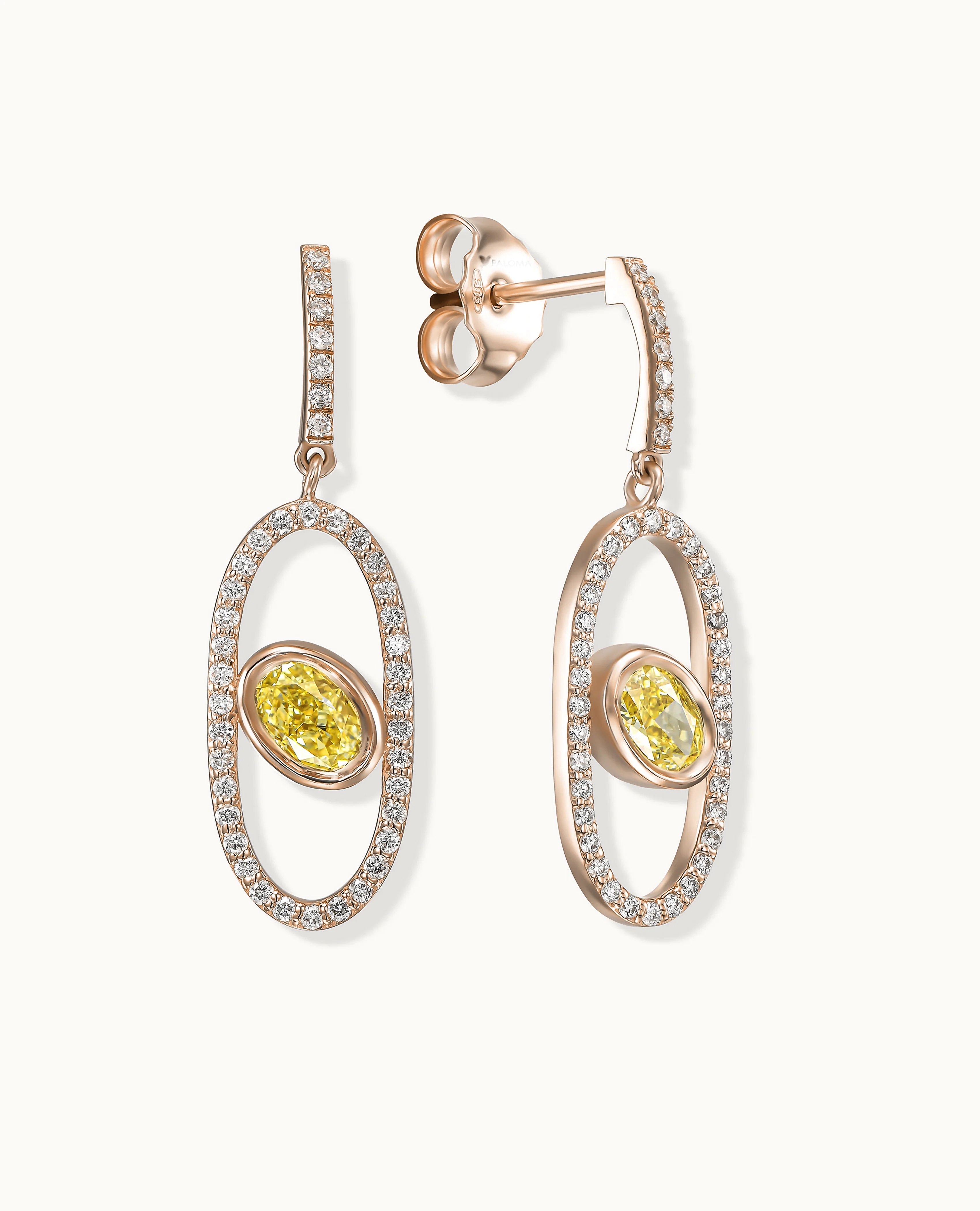 Yellow Diamond Aura Drop Earrings - Image 3