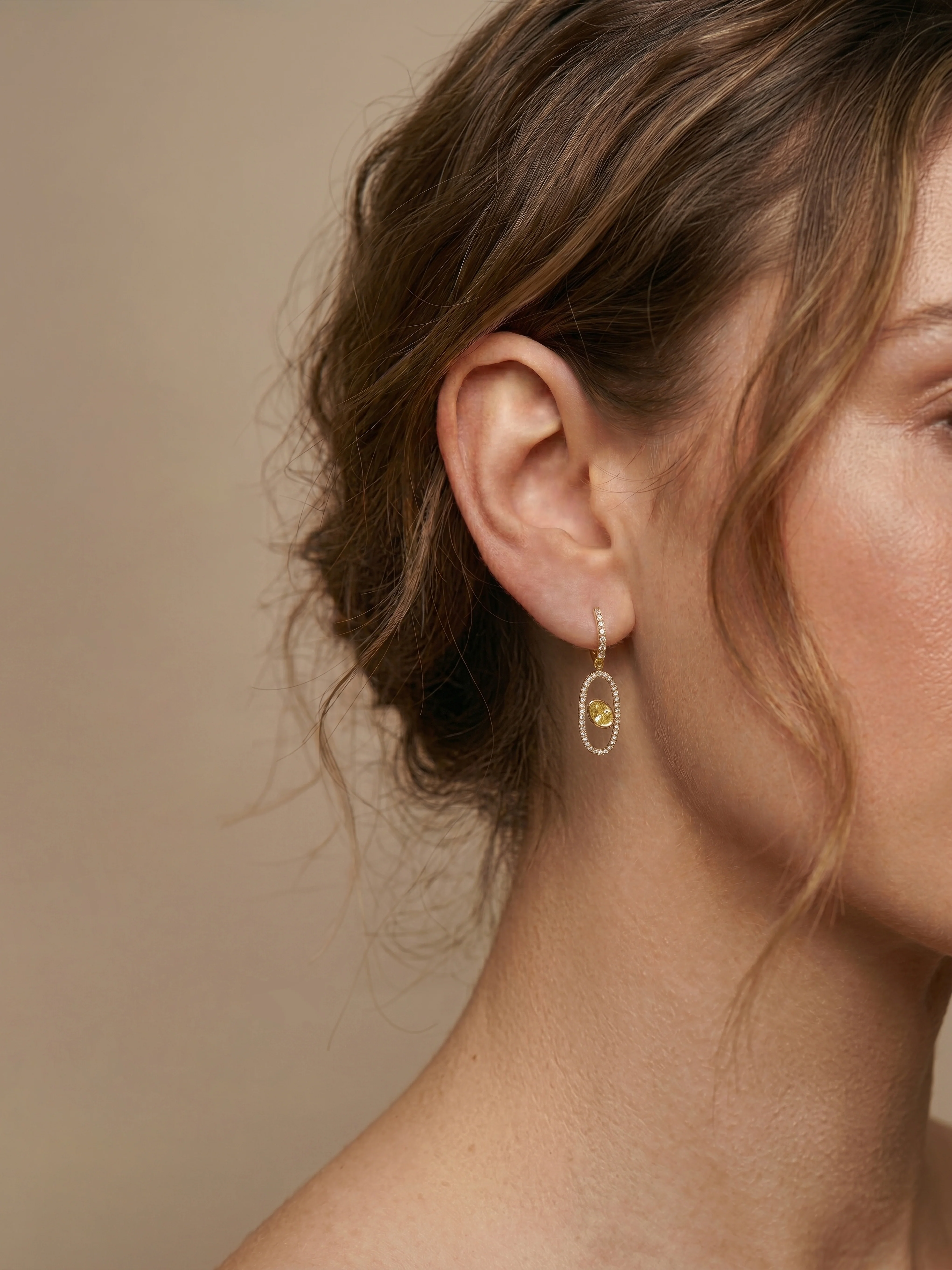 Yellow Diamond Aura Drop Earrings - Image 6