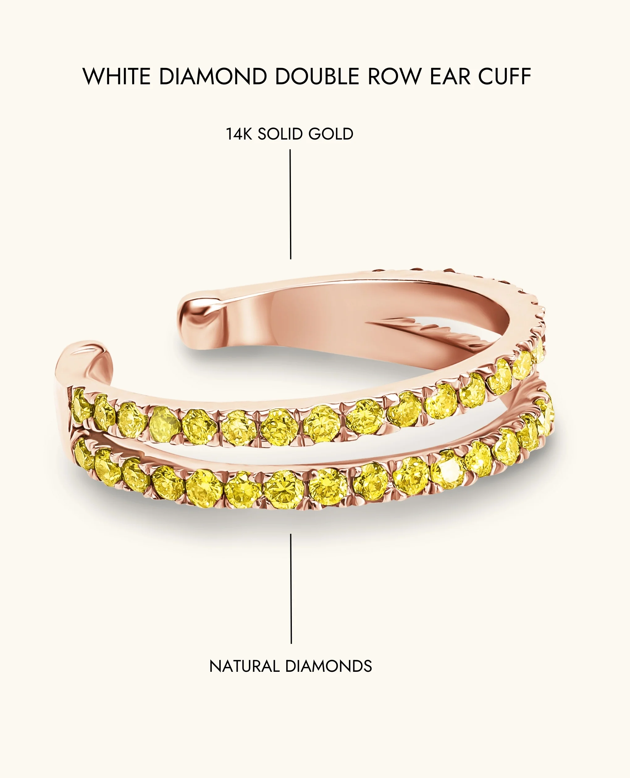Yellow Diamond Double  Row Ear Cuff - Image 10