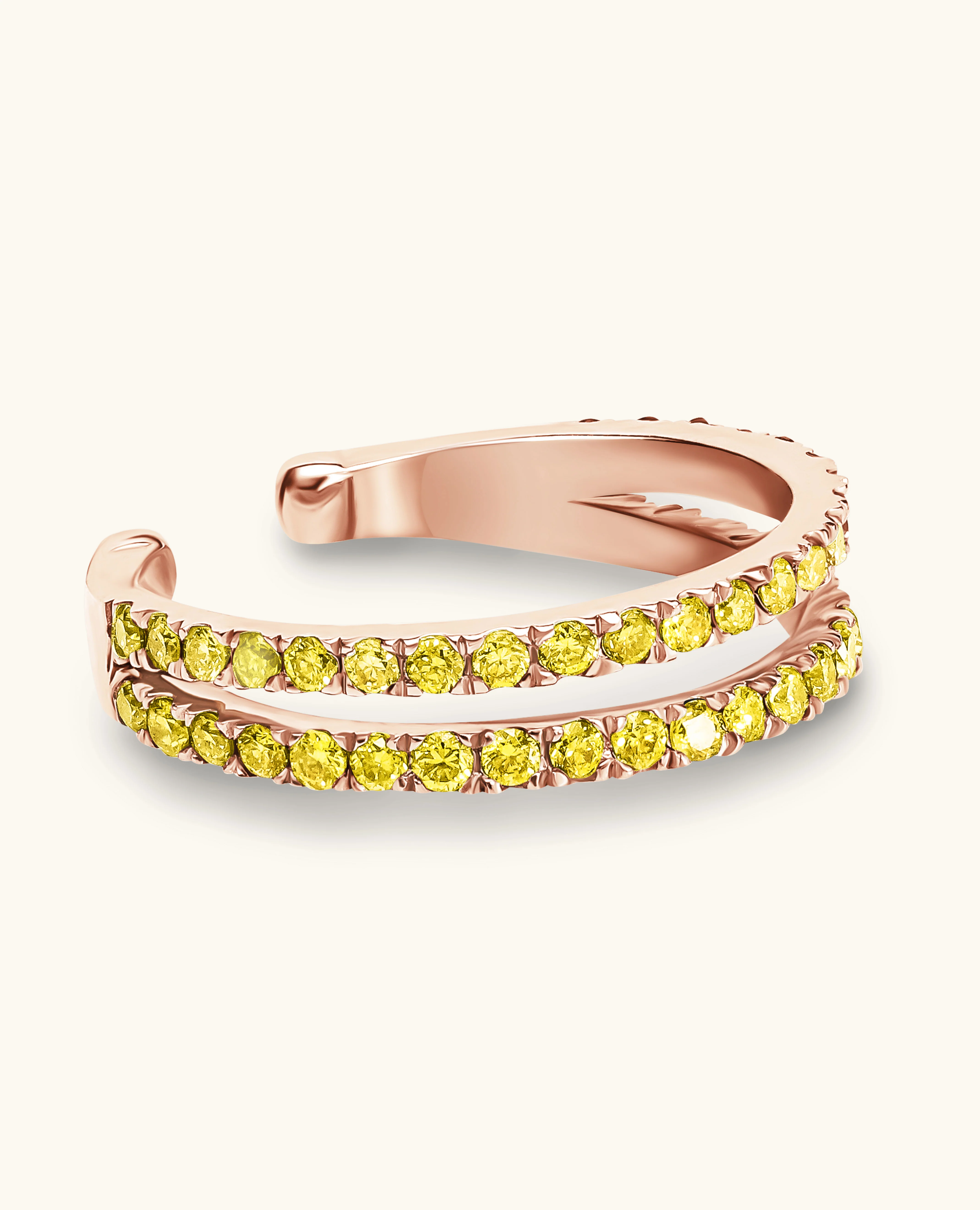 Yellow Diamond Double  Row Ear Cuff - Image 3
