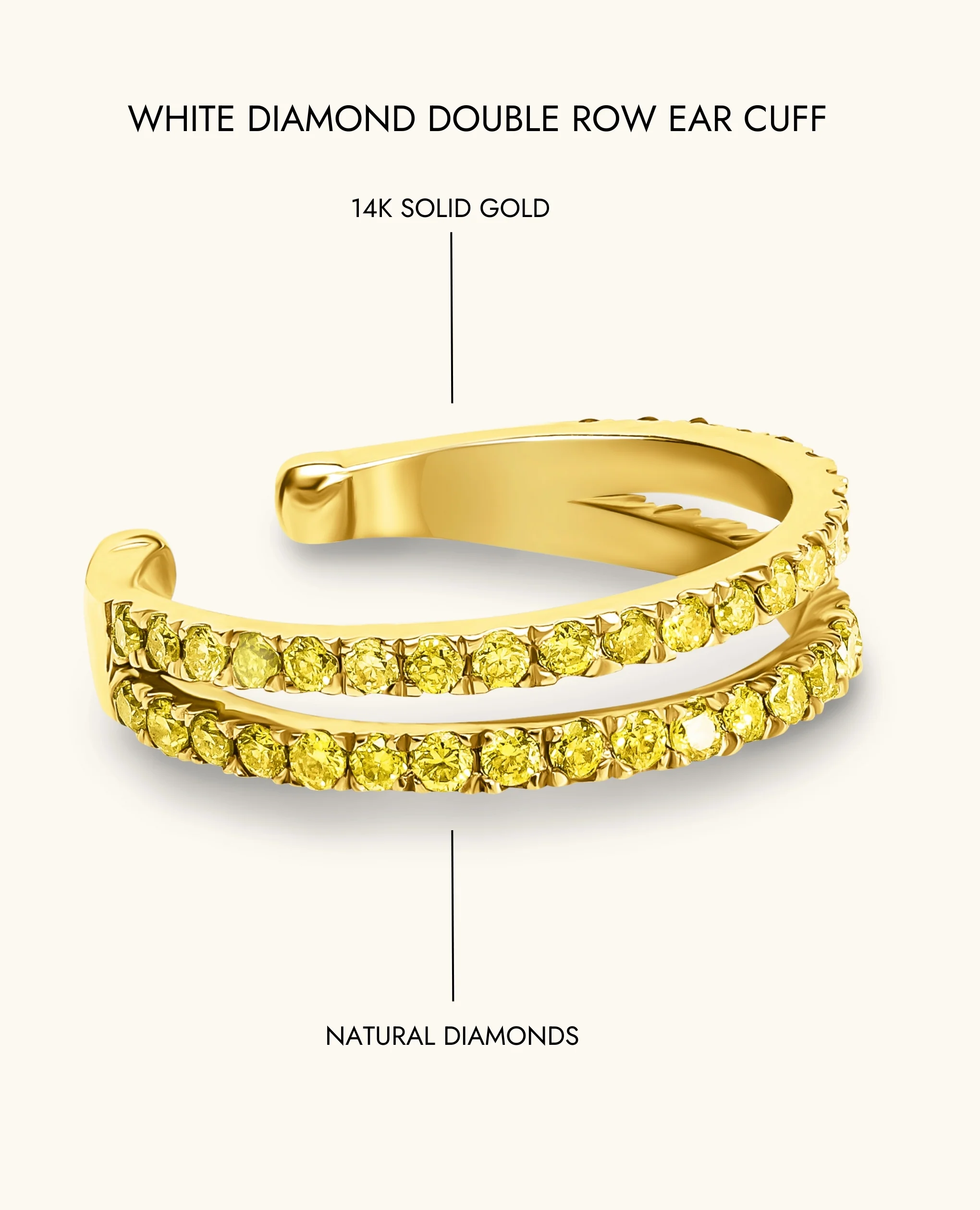 Yellow Diamond Double  Row Ear Cuff - Image 8
