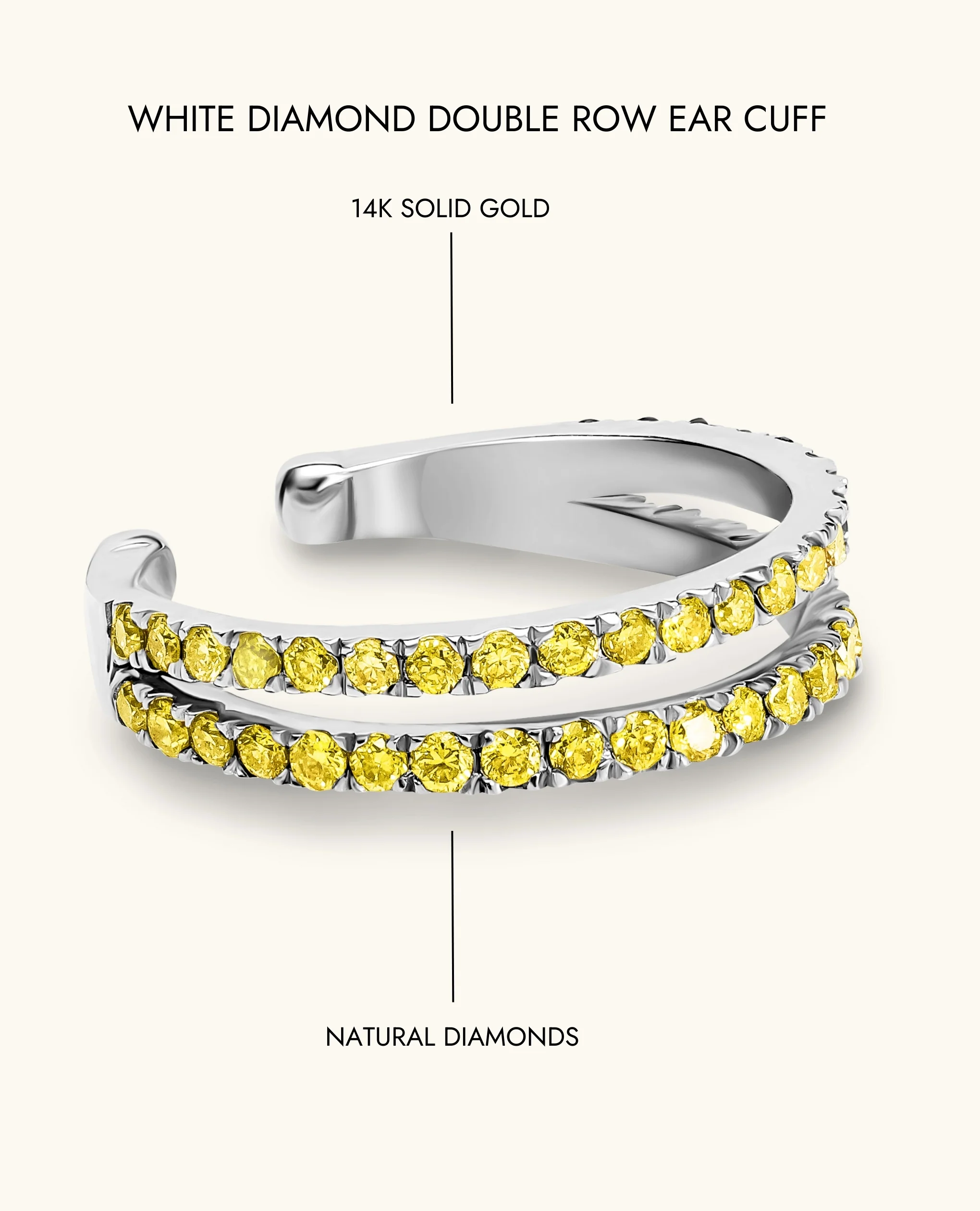 Yellow Diamond Double  Row Ear Cuff - Image 9
