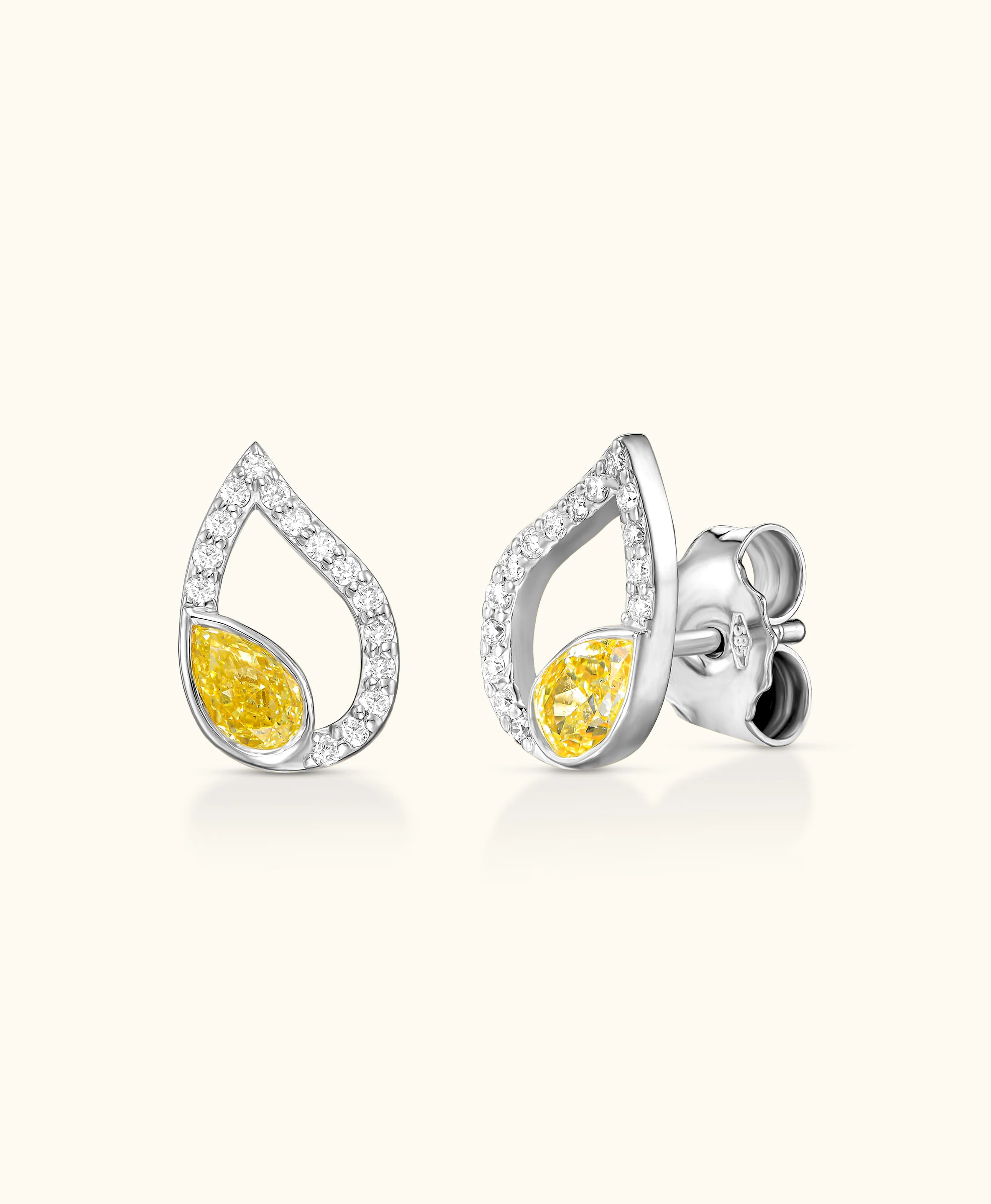 Yellow Diamond Pavé Flair Studs - Image 3