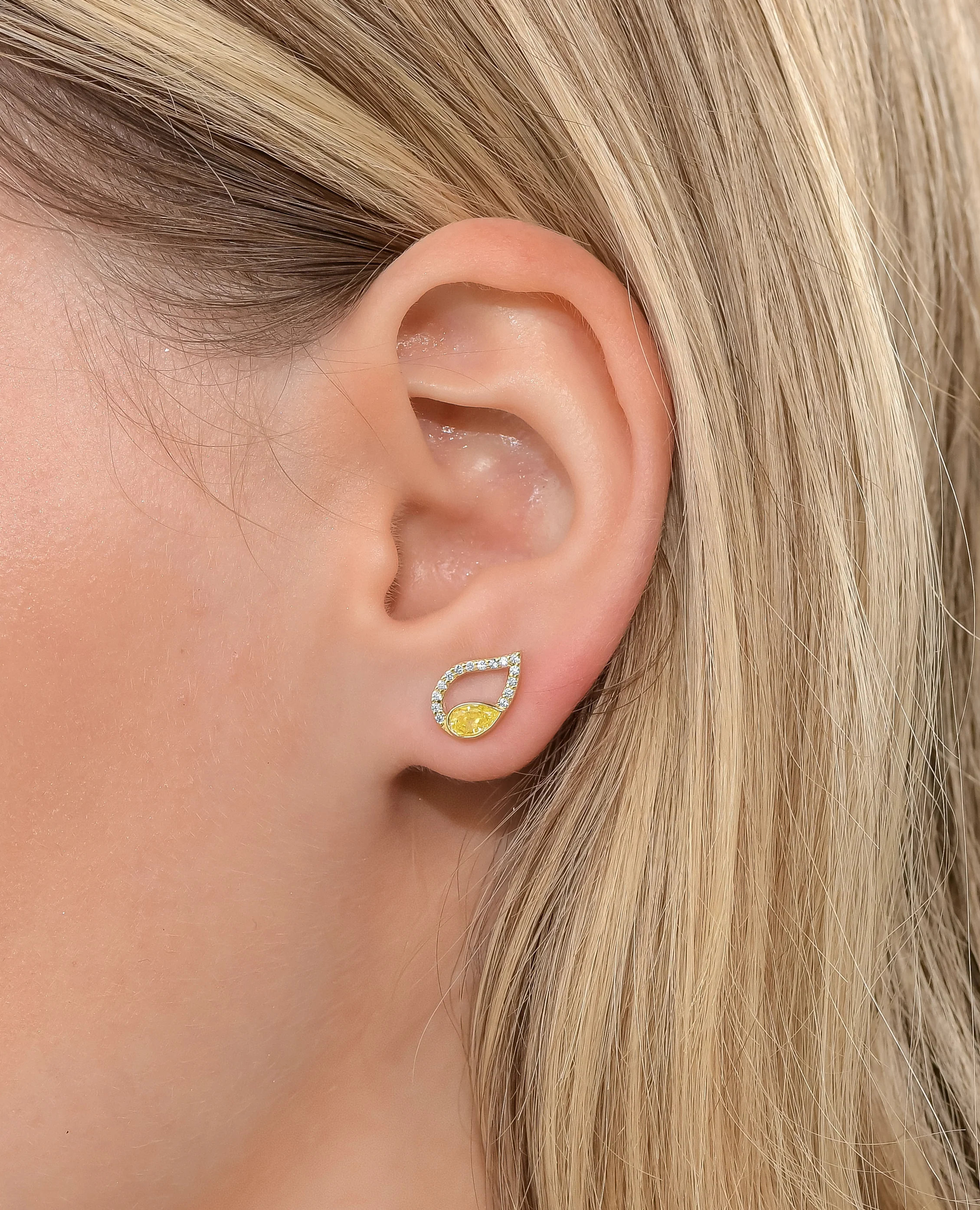 Yellow Diamond Pavé Flair Studs - Image 6